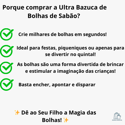 Ultra Bazuca de Bolhas de Sabão - A Magia das Bolhas