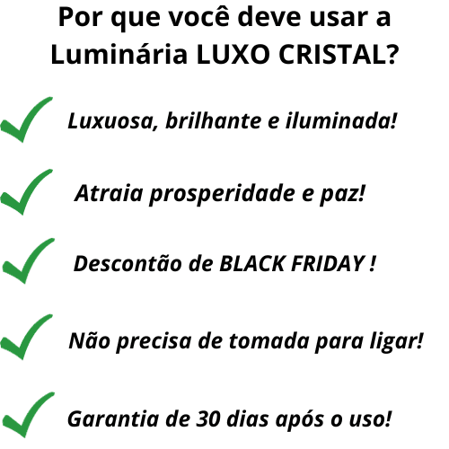 Luminária LUXO CRISTAL - Atraia Prosperidade e Paz + BRINDE EXCLUSIVO - Recomendei